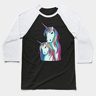 Cute Unicorns, Mom and Daughter Baseball T-Shirt